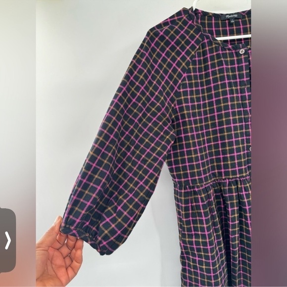 Madewell plaid flannel raglan babydoll dress half sleeve size 2 - Picture 4 of 13